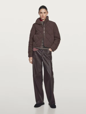 Krótka Wodoodporna Kurtka Pikowana - Bordowy - - Massimo Dutti - Kobieta