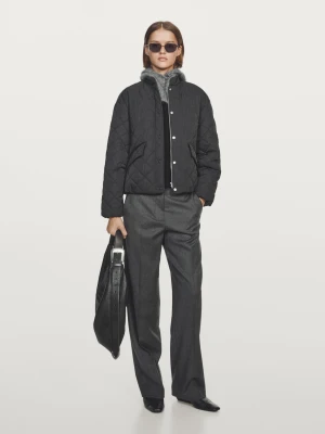 Krótka Wodoodporna Kurtka Pikowana - Czarny - - Massimo Dutti - Kobieta