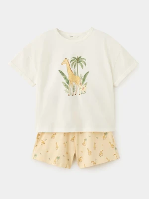 Krótka wzorzysta piżama złamana biel - Dzieci - lata - MANGO KIDS