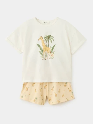 Krótka wzorzysta piżama złamana biel - Dzieci - lata - MANGO KIDS