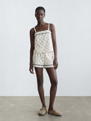 Krótka wzorzysta piżama złamana biel - Dziewczyna - - MANGO TEEN