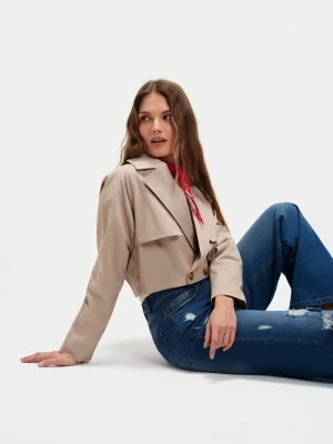 Krótki beżowy trencz Top Secret
