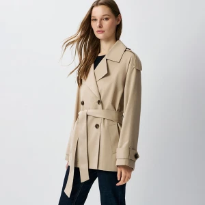 Krótki beżowy trencz z paskiem House