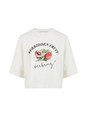 Krótki biały cropped T-shirt z nadrukiem Forbidden Fruit Iceberg