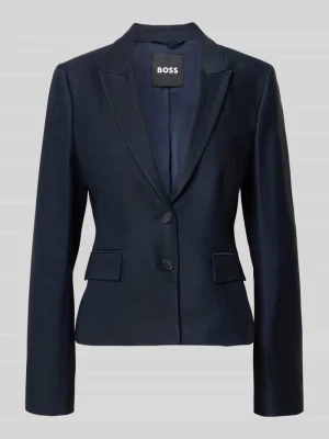 Krótki blezer o kroju slim fit z mieszanka wiskozy i lyocellu model 'Jia18' Boss Granatowy