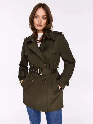 Krótki ciemnozielony trencz TARANKO