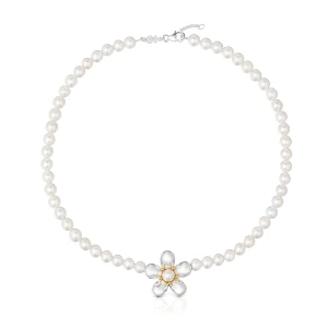 Krótki Dwukolorowy Naszyjnik Z Perłami Hodowlanymi Daisy - Tous Rozmiar