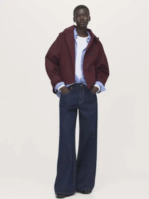 Krótki dwurzędowy trencz z kapturem kasztanowy - Kobieta - - MANGO