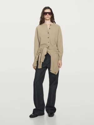 Krótki Dzianinowy Kardigan Z Rękawem Raglanowym - Zielonkawy - - Massimo Dutti - Kobieta