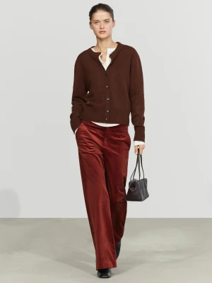 Krótki Dzianinowy Kardigan Ze 100% Wełny - Bordowy - Massimo Dutti - Female