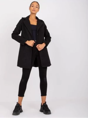 Krótki elegancki płaszcz damski - czarny RUE PARIS
