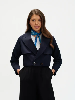 Krótki granatowy trencz Top Secret