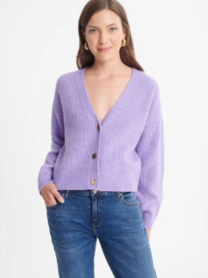 Krótki, jasnofioletowy kardigan Greenpoint