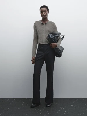 Krótki Kardigan Od Kompletu Z Mieszanki Wełny - Średni Szary - - Massimo Dutti - Kobieta