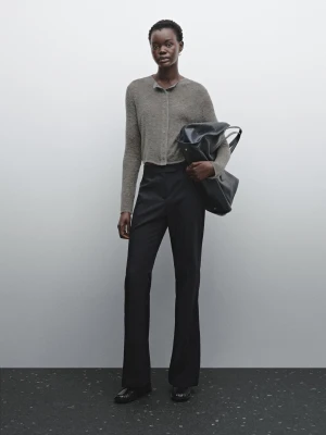 Krótki Kardigan Od Kompletu Z Mieszanki Wełny - Średni Szary - - Massimo Dutti - Kobieta