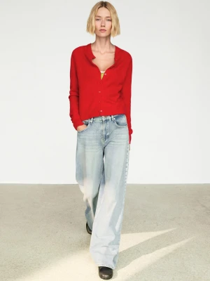 Krótki Kardigan Ze 100% Kaszmiru - Czerwony - Massimo Dutti - Female