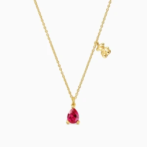 Krótki Naszyjnik Bold Bear Lgg Ze Srebra Pokrytego Złotem 18-Karatowym Z Motywem Misia Z Laboratoryjnie Hodowanym Rubinem - Tous