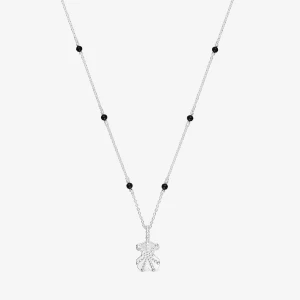 Krótki Naszyjnik Wykonany Ze Srebra I Onyksu Z Charmsem W Kształcie Misia, Z Kolekcji Tous Grain - Tous