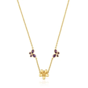 Krótki Naszyjnik Ze Srebra Pokrytego 18-Karatowym Złotem, Z Ametystem Daisy - Tous