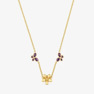 Krótki Naszyjnik Ze Srebra Pokrytego 18-Karatowym Złotem, Z Ametystem Daisy - Tous Rozmiar