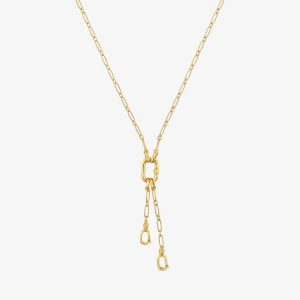 Krótki Naszyjnik Ze Srebra Pokrytego 18-Karatowym Złotem Z Podwójnym Detalem W Postaci Wisiorka Oraz Pierścionkiem Hold Oval - Tous