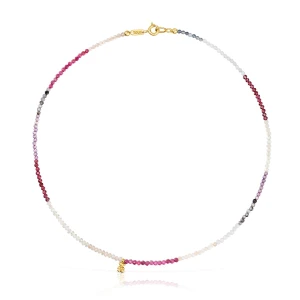 Krótki Naszyjnik Ze Srebra Pokrytego 18-Karatowym Złotem Z Turmalinami Bold Bear - Tous Rozmiar