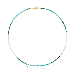 Krótki Naszyjnik Ze Srebra Pokrytego 18-Karatowym Złotem Z Turmalinami Bold Bear - Tous Rozmiar