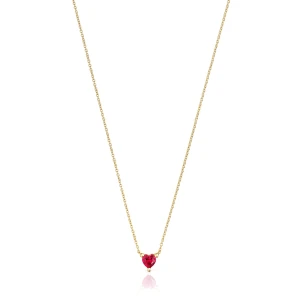 Krótki Naszyjnik Ze Srebra Pokrytego Złotem 18-Karatowym Z Laboratoryjnie Hodowanym Rubinem Garden Of Love Lgg - Tous