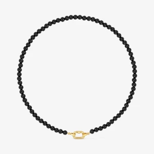 Krótki Naszyjnik Ze Srebra Powlekanego 18-Karatowym Złotem I Onyksu Tous Hold Oval - Tous Rozmiar