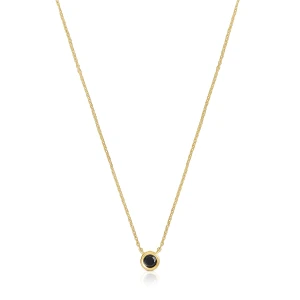 Krótki Naszyjnik Ze Srebra Powlekanego 18-Karatowym Złotem Z Czarnym Spinelem Tous Line - Tous Rozmiar