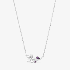 Krótki Naszyjnik Ze Srebra Z Ametystem Daisy - Tous Rozmiar