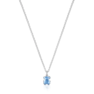 Krótki Naszyjnik Ze Srebra Z Laboratoryjnie Hodowanym Niebieskim Spinelem Icon Color Lgg - Tous Rozmiar