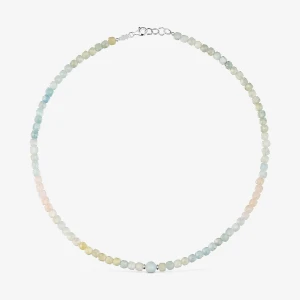 Krótki Naszyjnik Ze Srebra Z Wielokolorowym Berylem - Tous Rozmiar