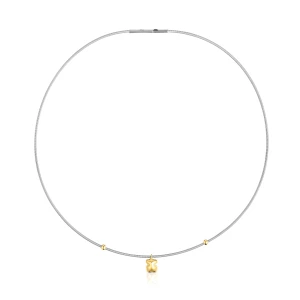 Krótki Naszyjnik Ze Złota I Stali Z Motywem Misia Mesh Tube - Tous Rozmiar