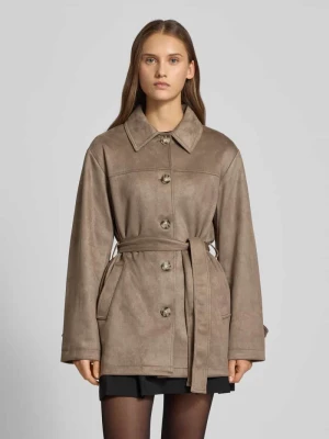 Krótki płaszcz o kroju regular fit z imitacji zamszu model ‘DIANE’ Only