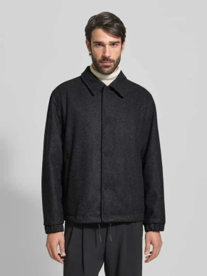 Krótki płaszcz o kroju regular fit z mieszanki żywej wełny model ‘BAKS’ HUGO