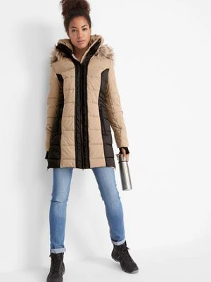 Krótki płaszcz outdoorowy ze sztucznym futerkiem, hydrofobowy bonprix