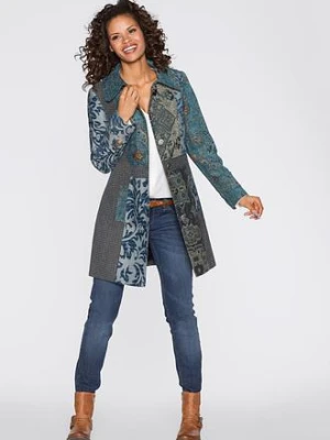 Krótki płaszcz w żakardowy wzór bonprix