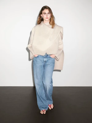 Krótki Płaszcz Z Chustką - Szary Naturalny - - Massimo Dutti - Kobieta