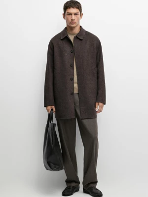 Krótki Płaszcz Z Dwuwarstwowej Mieszanki Wełny - Szary - Massimo Dutti - Male