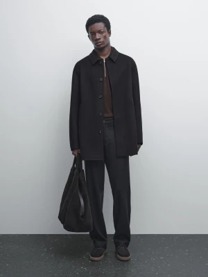 Krótki Płaszcz Z Mieszanki Wełny - Granatowy - - Massimo Dutti - Mężczyzna
