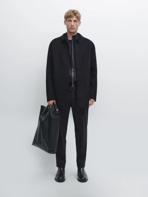 Krótki Płaszcz Z Mieszanki Wełny - Granatowy - - Massimo Dutti - Mężczyzna