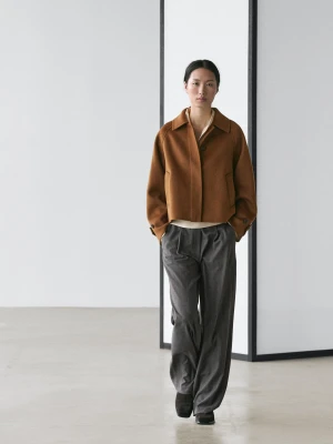 Krótki Płaszcz Z Mieszanki Wełny Z Rękawem Raglanowym - Karmelowy - - Massimo Dutti - Kobieta