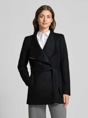 Krótki płaszcz z mieszanki wełny z wiązanym paskiem model 'ROSESS' Ted Baker Czarny
