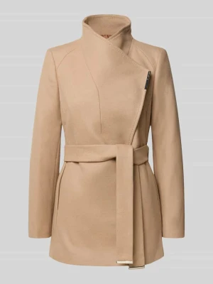 Krótki płaszcz z mieszanki wełny z wiązanym paskiem model 'ROSESS' Ted Baker Piaskowy