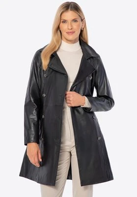 Krótki płaszcz ze skóry naturalnej owczej dwurzędowy czarny Wittchen