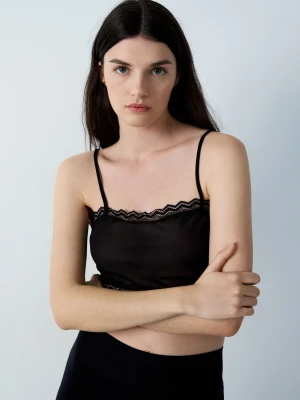 Krótki półprzezroczysty top Etam