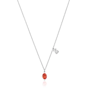 Krótki Srebrny Naszyjnik Bold Bear Lgg Z Motywem Misia Z Laboratoryjnie Hodowanym Szafirem Pomarańczowego Koloru - Tous