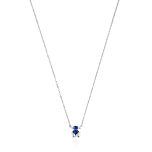 Krótki Srebrny Naszyjnik Color Bear Lgg Z Motywem Misia Z Laboratoryjnie Hodowanym Szafirem Liliowego Koloru - Tous