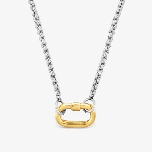 Krótki Stalowy Naszyjnik Ze Złotym Pierścionkiem Hold Oval - Tous Rozmiar